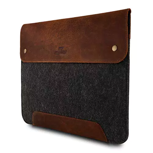 MacBook-Tasche aus echtem Leder und Fleece für MacBook Pro und Air - 13,3 Zoll - iPad Pro 12,9 Zoll
