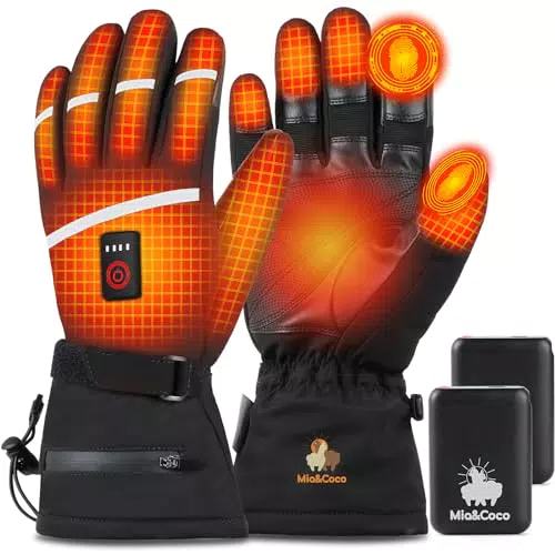 Mia&Coco Beheizbare Handschuhe für Herren Damen, 3 Stufige Beheizte Ski Handschuhe mit 7