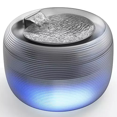 Milfech Katzenbrunnen mit LED Licht und Filtern - Automatischer Trinkbrunnen für Katzen und Hunde