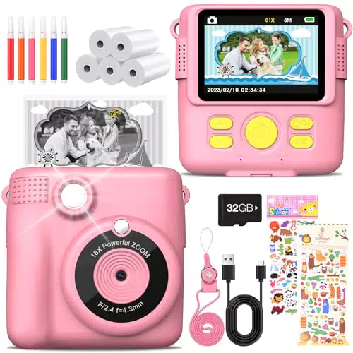 Kinderkamera Sofortbildkamera mit 1080P Bildschirm und 32GB Speicherkarte