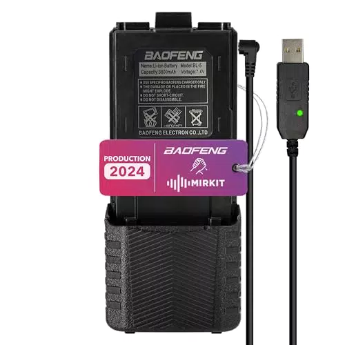BAOFENG Akku BL-5L mit USB Ladekabel und 3800 mAh Li-Ion Batterie - Zubehör für BAOFENG Handfunkgeräte UV-5R, BF-8HP, UV-5RX3 uvm.