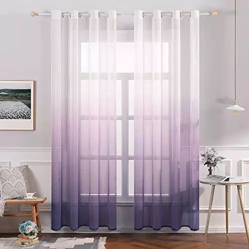 MIULEE Gardinen Transparente Vorhänge Voile Sheer mit Ösen für Schlaf- und Wohnzimmer