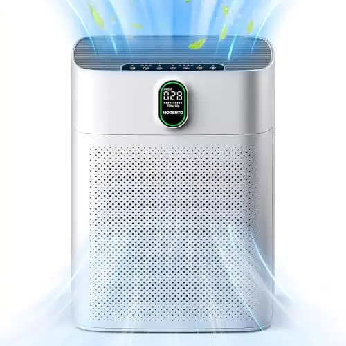 Luftreiniger MORENTO HEPA Luftfilter gegen Staub, Pollen & Tierhaare - CADR 300m³/h - Air Purifier für 100㎡ - 24dB Schlafmodus Timer