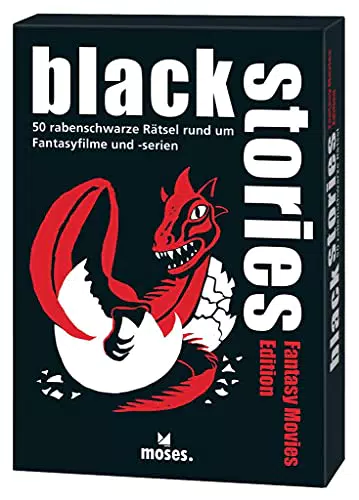 "Black Stories Movies Edition von moses. | 50 Rätsel rund um Fantasy Film-Highlights | Krimi Kartenspiel"