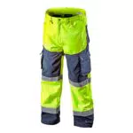 NEO TOOLS Herren Warnschutz-Arbeitshose wasserfest und atmungsaktiv aus Softshell mit Fleece-Innenfutter