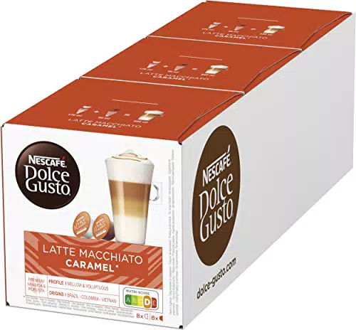 NESCAFÉ Dolce Gusto Latte Macchiato Caramel Kaffeekapseln - Feines Karamell Aroma und Milchschaum, 48 Stück