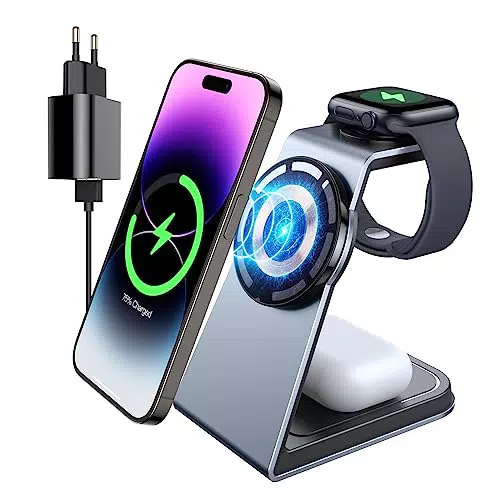 Ladegerät für iPhone, Apple Watch und AirPods - Kabellose 3-in-1 Ladestation