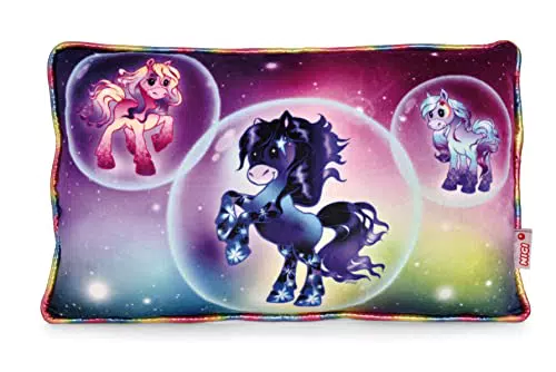 NICI Rechteckiges Kissen Pony Stars Green - Kuscheliges Kissen für Pferdeliebhaber