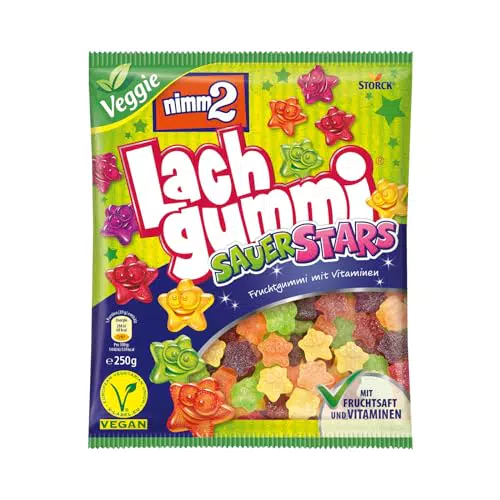 "Nimm2 Lachgummi SauerStars - Veganes saures Fruchtgummi mit Fruchtsaft und Vitaminen"