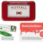 Liebeskummerpillen Geschenk-Set: Notfallschokolade, Fruchtgummi Geduldsfäden und Glück