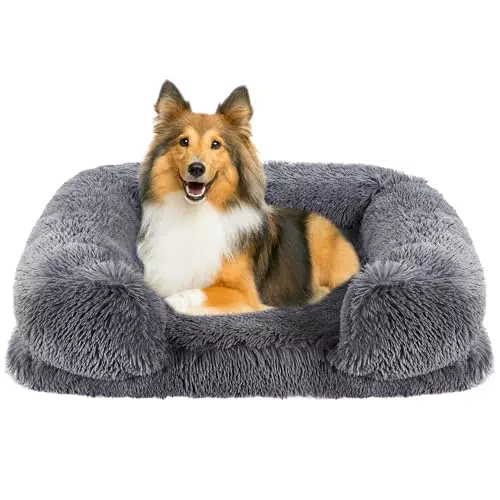 Hundebett für mittelgroße Hunde mit abnehmbarem waschbarem Bezug - Flauschiges Hundesofa für Dackel