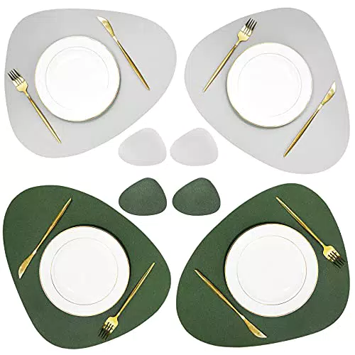 Tischsets und Untersetzer-Sets aus PU-Leder für Küche und Restaurant - Rutschfest und abwischbar