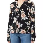 Only Damen Langarm V-Ausschnitt Shirt mit Muster