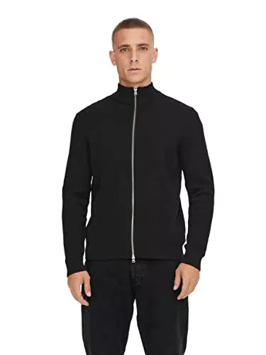 ONLY & SONS Herren Strickjacke ONSPHIL - Regular Fit - Größe L - Schwarz