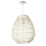 Paco Home Bambus Hängeleuchte - Pendellampe aus Papier und Gras, Natürliches Boho-Design