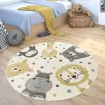Kinderzimmer Teppich Paco Home Spielteppich Zootiere Rund Modern - Waschbar