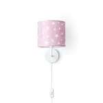 Kinderzimmer Wandlampe mit Stofflampenschirm - Mond, Sterne, Wolken - Wandleuchte für Jungen und Mädchen