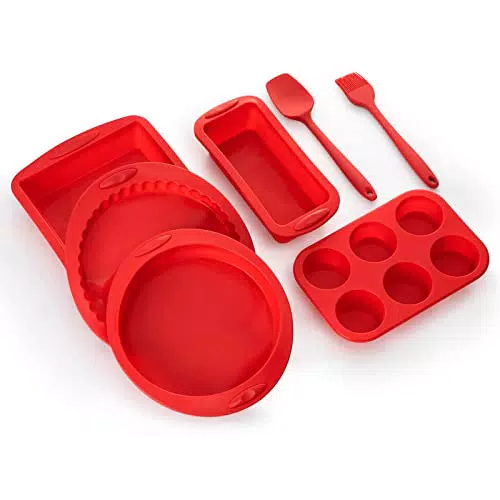 Backformen-Set aus Antihaft-Silikon: Kuchenpfanne, Laibform, Utensil zum Backen von Kuchen, Brot, Pfannkuchen, Crepe, Cupcake, Muffin und Scone
