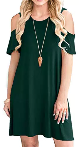 Damen Langarm Freizeitkleid mit Taschen - Einfarbiges Sommerkleid aus Baumwolle