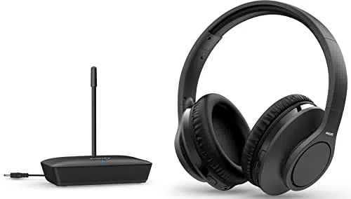 Philips Audio TAH6005BK/10 Over-Ear TV Kopfhörer Kabellos - Kabellose Kopfhörer mit 100m Reichweite