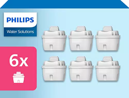 Philips Wasserfilter-Kartuschen, Brita-kompatibel - Reduziert Mikroplastik, Chlor, Kalk & Schwermetalle.