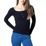 Pieces Damen Langarmshirt Top Noos - Schwarzes Basic-Shirt
