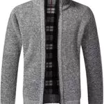 Pinkpum Herren Strickjacke mit Reißverschluss und Fleece