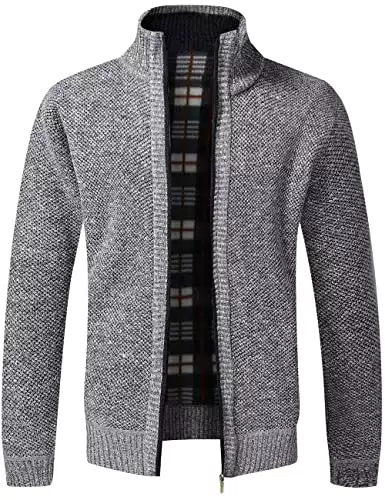 "Pinkpum Herren Strickjacke mit Reißverschluss und Fleece"