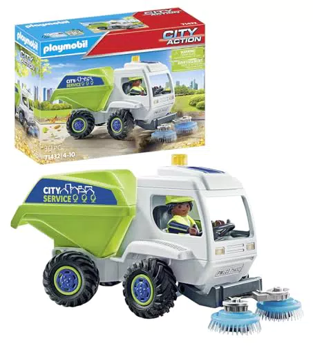 PLAYMOBIL City Action Kehrmaschine mit drehbaren Kehrbürsten - Spielzeug für Kinder ab 4 Jahren