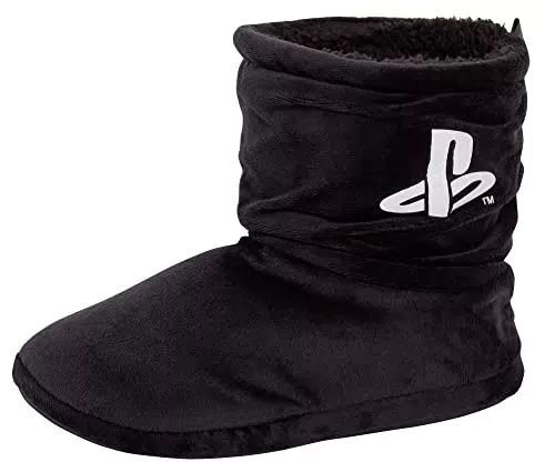 Playstation Kinder Hausschuhe aus Warmem Fleece - Gamer Hausschuhe in Schwarz