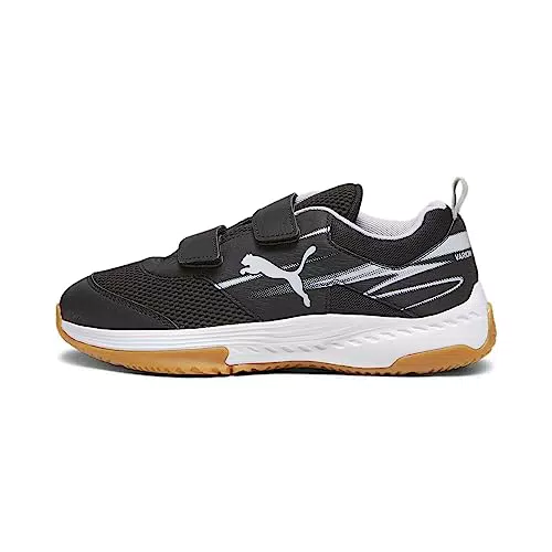 PUMA Varion Ii V Jr Hallenturnschuh, Black Cool Light Grey Yellow Blaze Gum