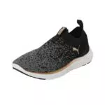 Puma Damen Softride Remi Slip-On Knit Laufschuhe - Schwarz-Gold-Grau