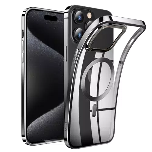 QiiStar Magnetische iPhone 15 Pro Max Hülle für MagSafe - Transparente Stoßfeste Handyhülle