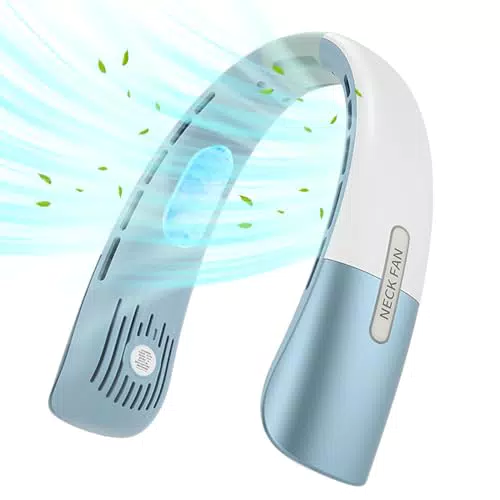 "Qsocksy Tragbarer Nackenventilator mit 5 einstellbaren Geschwindigkeiten, Kopfhörer-Design"