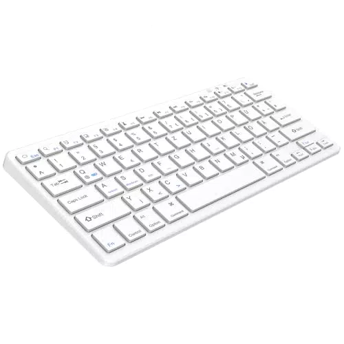 Kabellose Bluetooth Tastatur für iPad - Kompatibel mit iPad 10.2/9.7, iPad Pro 11/12.9, iPad Air, iPad Mini, iPhone - Für Windows, iOS, Android - Weiß