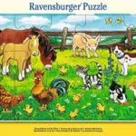Ravensburger Kinderpuzzle - Bauernhoftiere auf der Wiese - Rahmenpuzzle für Kinder ab 3 Jahren