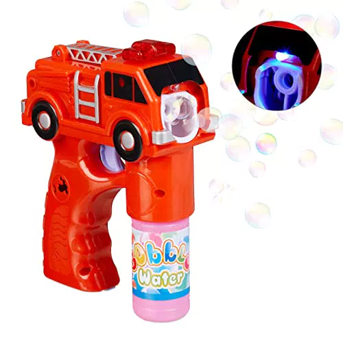 LED Seifenblasenpistole Feuerwehr batteriebetrieben - Kindergeburtstag Spaß - Rot
