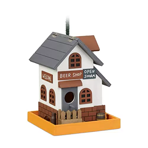 Deko Vogelhaus von Relaxdays mit Klappdach zum Aufhängen - Vogelvilla aus Holz für den Garten