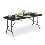 Relaxdays Gartentisch aus Kunststoff und Metall, klappbar, Rattan-Optik