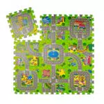 Relaxdays Puzzlematte Straße für Kinder & Babys - Schadstofffreie Spielmatte aus EVA Schaumstoff, 90 x 90 cm