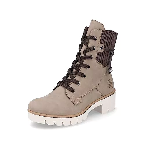 Rieker Damen Schnürstiefeletten - Beige Stiefeletten für Damen