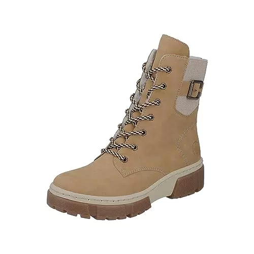 Rieker Damen X8621 Schnürstiefel, Beige
