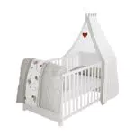 roba Babybett Set Adam & Eule - 70 x 140 cm - Mitwachsendes Kinderbett mit Bettwäsche