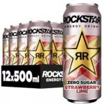 Rockstar Energy Drink ohne Zucker - Erdbeer Limette Geschmack - Koffeinhaltiges Erfrischungsgetränk