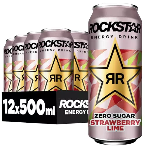 Rockstar Energy Drink ohne Zucker - Erdbeer Limette Geschmack - Koffeinhaltiges Erfrischungsgetränk