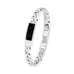 s.Oliver Herren Armband aus Edelstahl mit Schmuckstein - Schwarz
