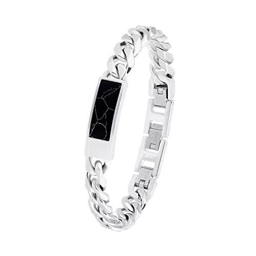 s.Oliver Herren Armband aus Edelstahl mit Schmuckstein - Schwarz