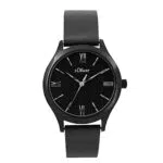 s.Oliver Damen Armbanduhr mit Lederarmband - Quarzuhr Analog - Schwarz - Wasserdicht bis 5 bar - Inklusive Uhren Geschenkbox