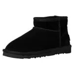 s.Oliver Damen Winterstiefeletten aus Wildleder ohne Absatz, Gefüttert - Schwarz