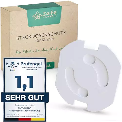 SafeMate® Steckdosenschutz mit SafeLock Kindersicherung - Sichere Umgebung für Babys & Kleinkinder